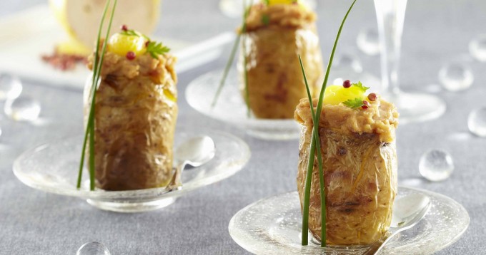 Bouchées de pommes de terre Pompadour farcies au foie gras