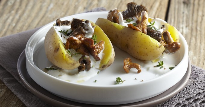 Pommes de terre Pompadour farcies aux champignons & lait de coco