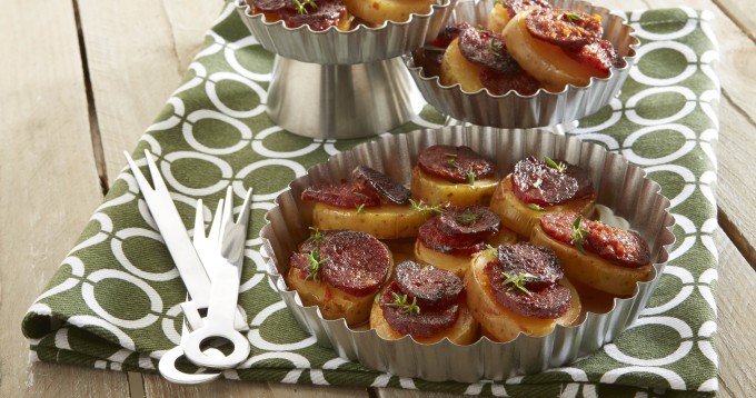 Tartelettes de pommes de terre Pompadour au chorizo