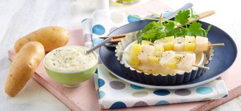 Brochettes de St Jacques et mousseline de pommes de terre Pompadour
