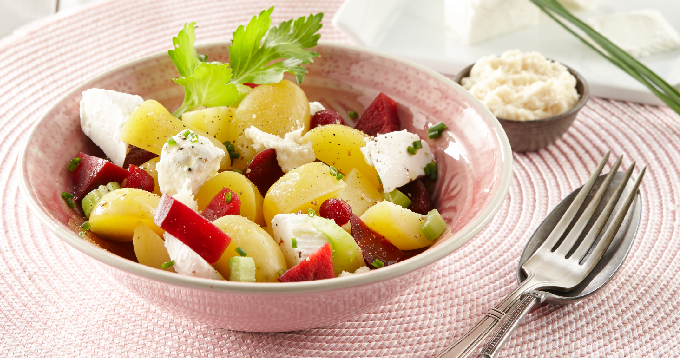 Salade de pommes de terre Pompadour au chèvre frais & betteraves