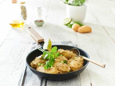 Masala vert aux pommes de terre Pompadour Label Rouge et aux petits pois