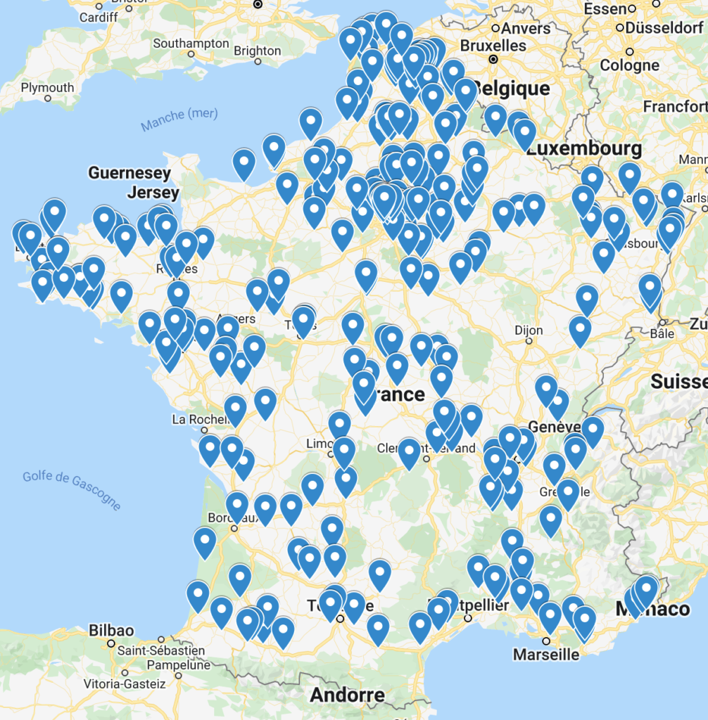 Carte des gagnants